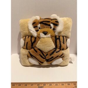 Vintage Angel Toy Co Tiger Square Animal Cushion Plush Pillow 1998 T.W.I.E. 11"